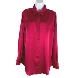 Equipment Femme Button Front Shirt XL Red Pink Long Sleeve‎ NWT TP-2781
